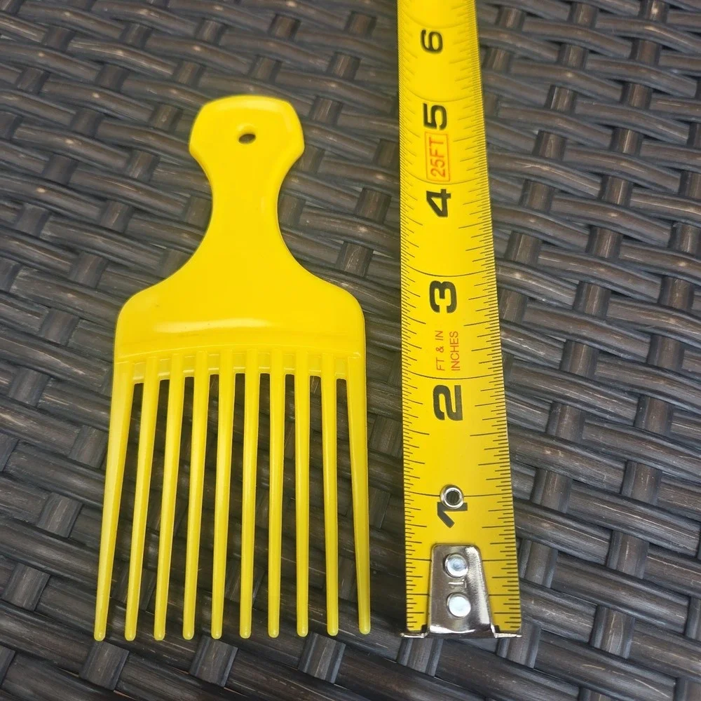 Small Vtg 1990s USA Color Dip Hair Pick Lift Comb Bright Yellow 5